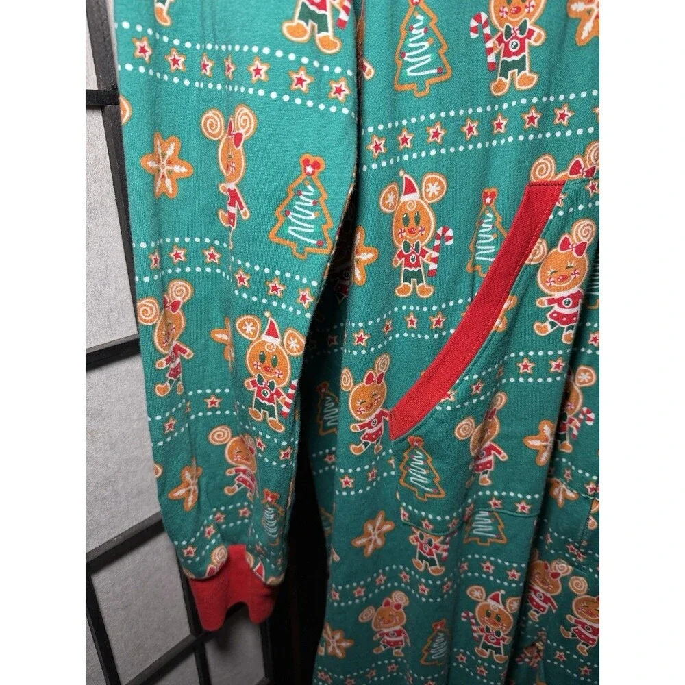Disney Parks Christmas Gingerbread Pajamas Adult One Piece Sz Small Holiday - Picture 4 of 11